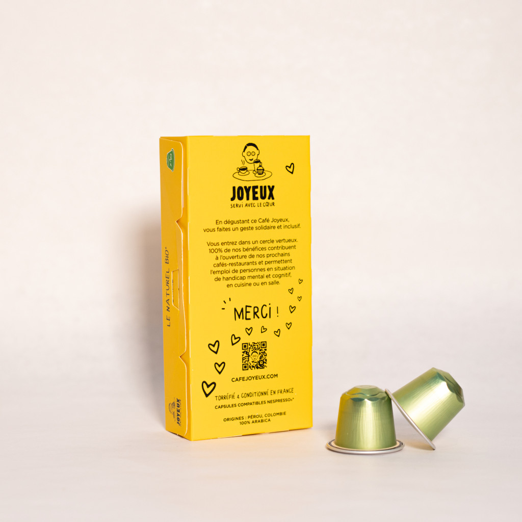 Café en capsules x10 le Naturel Bio : packaging verso