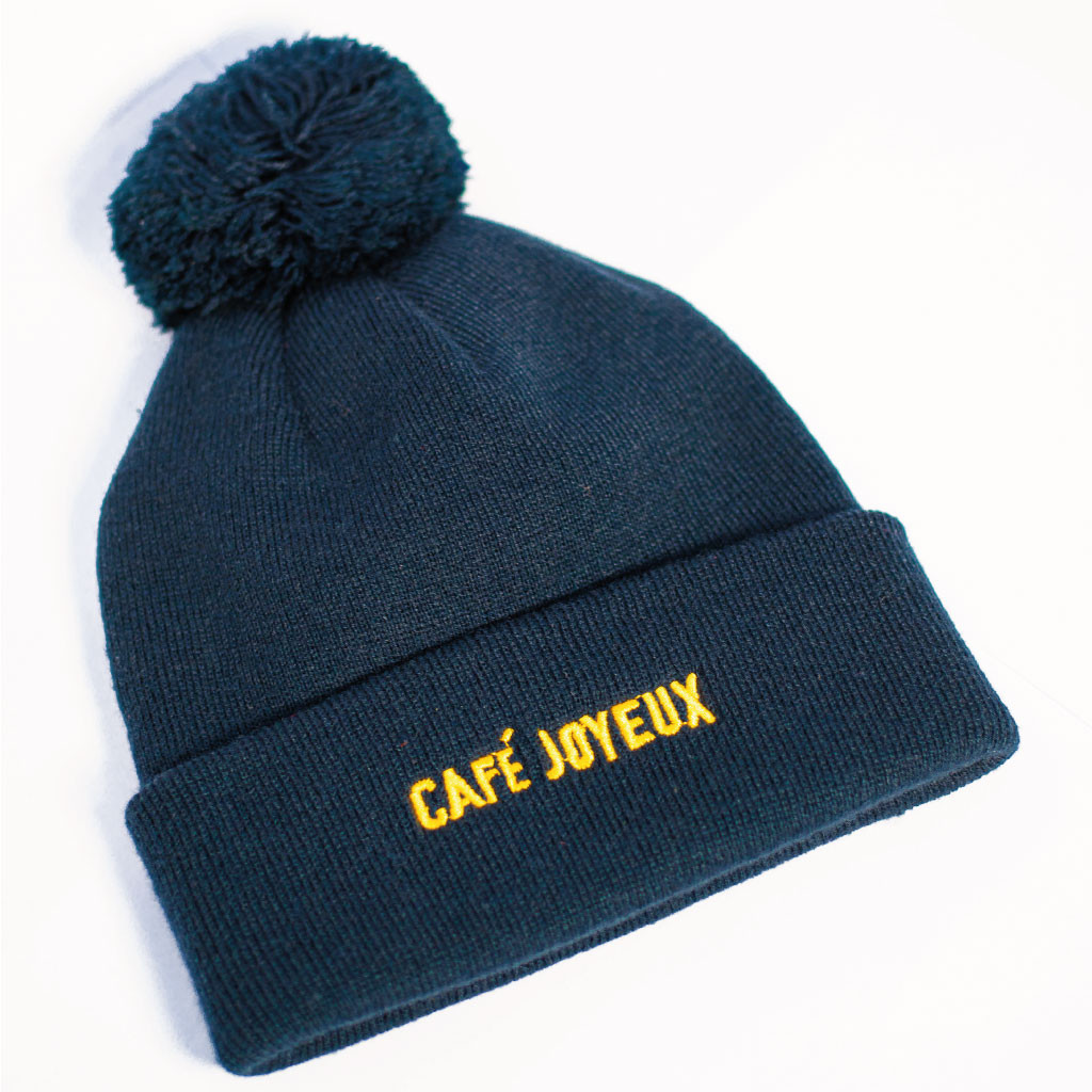 Café Joyeux - Navy hat with pompon - Front view